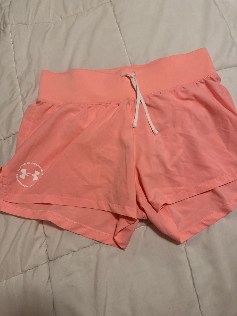 Under Armour Women's Coral Pink Athletic Shorts with Drawstring